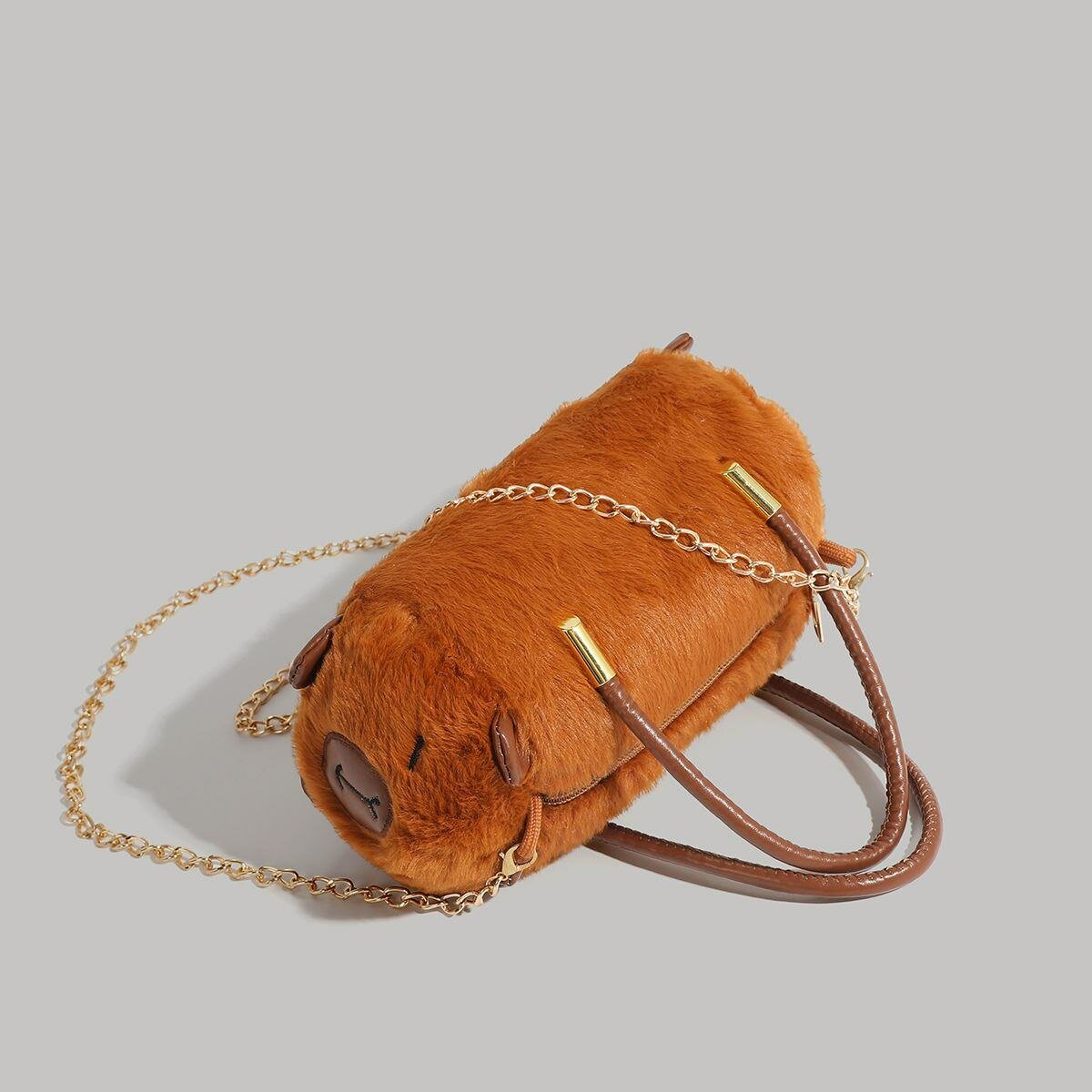 Sac à main en fourrure marron