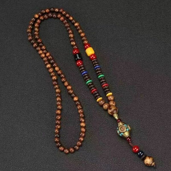 Collier en bois Vintage tibéta