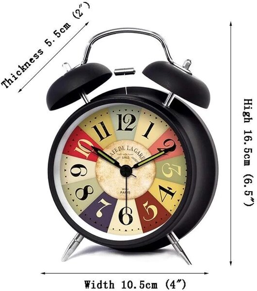 Réveil de Voyage, Réveils 4 Pouces Quartz Silencieux Double