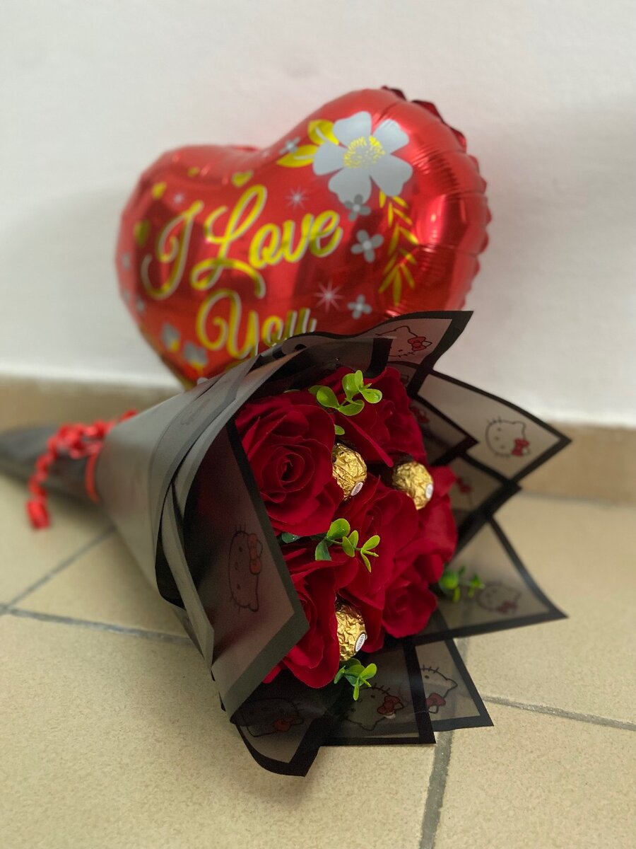 Bouquet romantique avec ballon