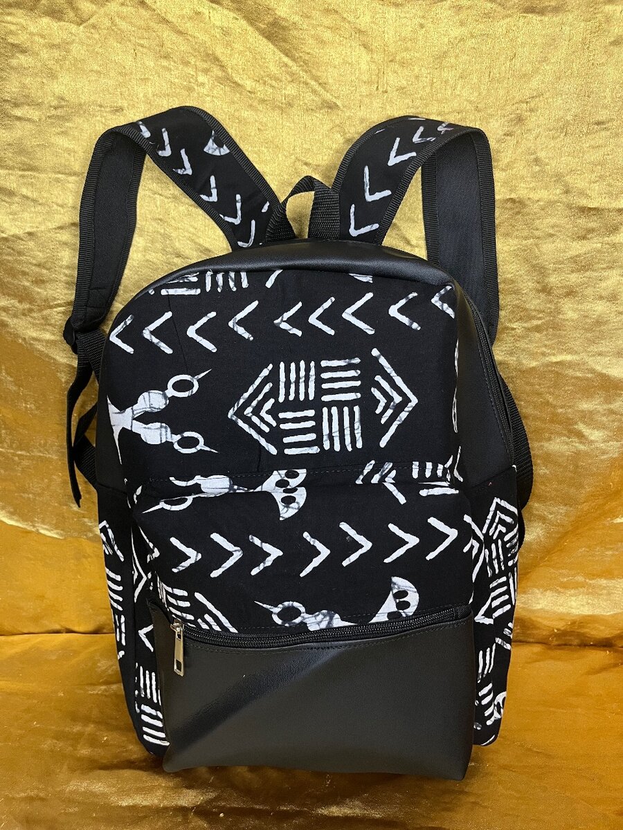 Sac à dos similicuir et pagne