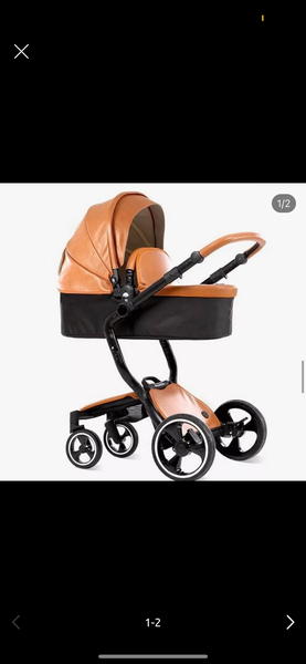 Коляска трансформер 2 в 1 люлька и прогулочная эко кожа