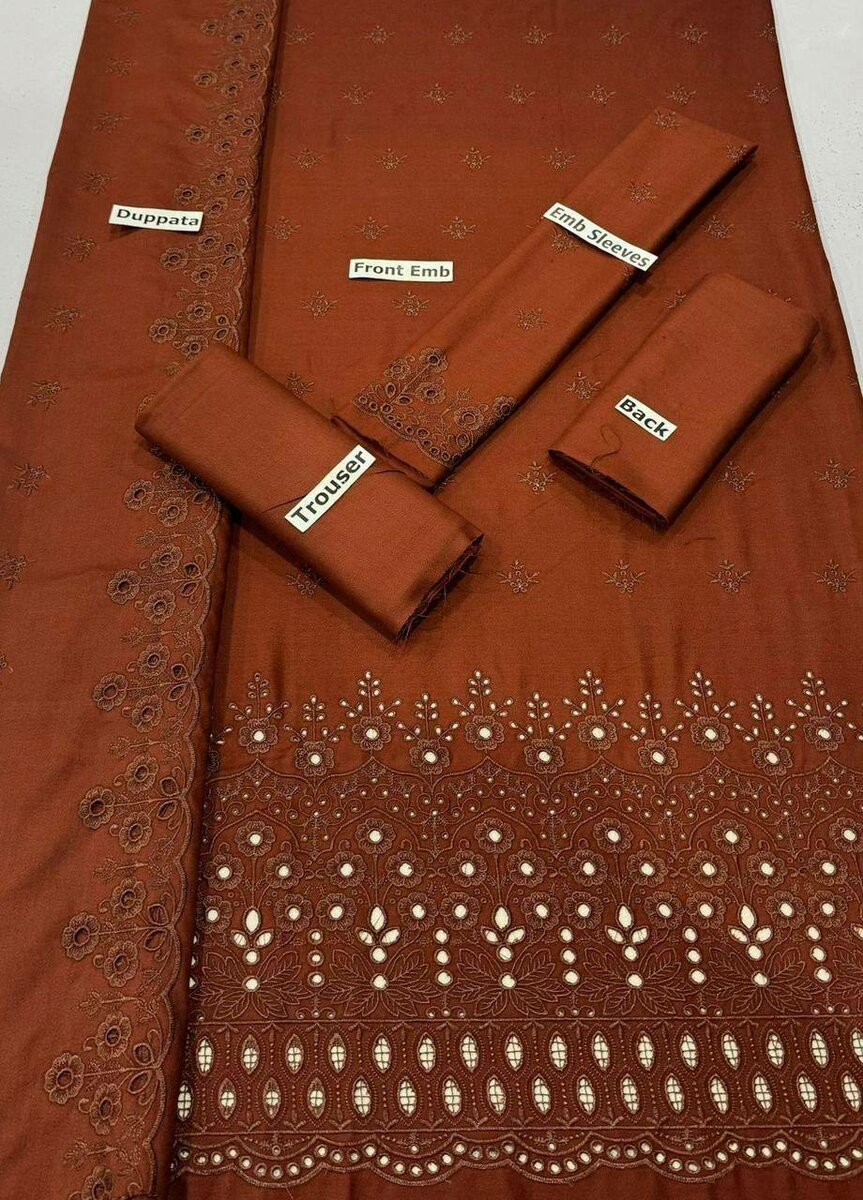 Bint e Naz Dhanak Unstich 3pc Embroided+Boring