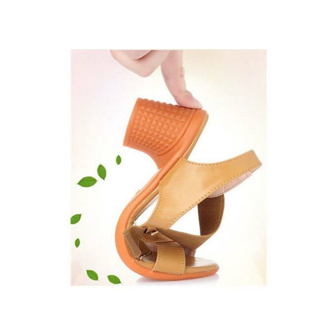 Fashion Women Mid Heel Soft Casual Sandals - Brown