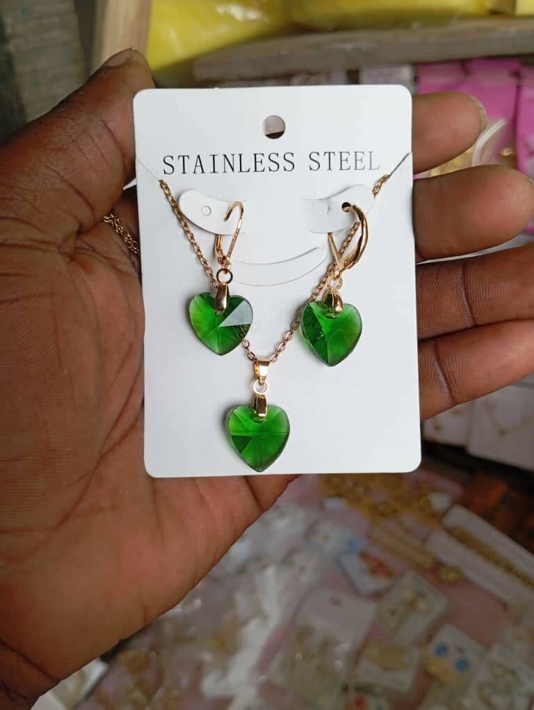 Parure cœur en acier inoxydable