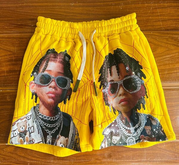 Shorts jaunes imprimés hip-hop