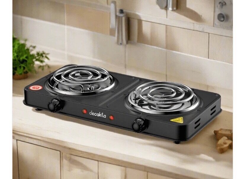 Durable Smart Double Burner Electric Cooking Stove - Black