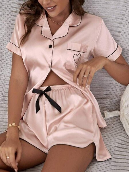 Pyjama court en satin femme