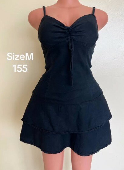 Dress black, multi-layered hem