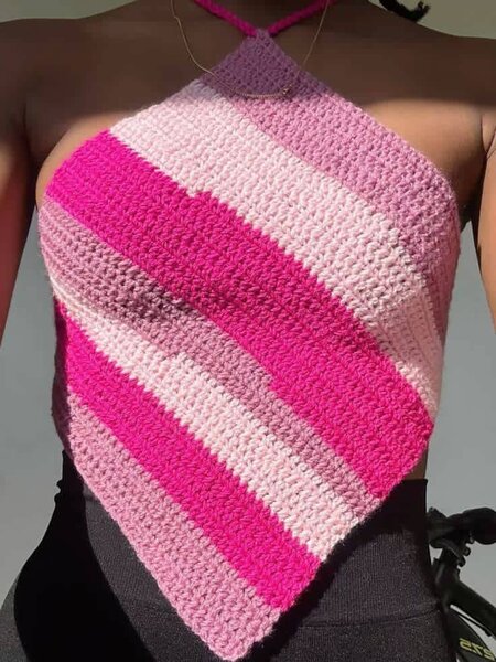 Top crochet coloré femme