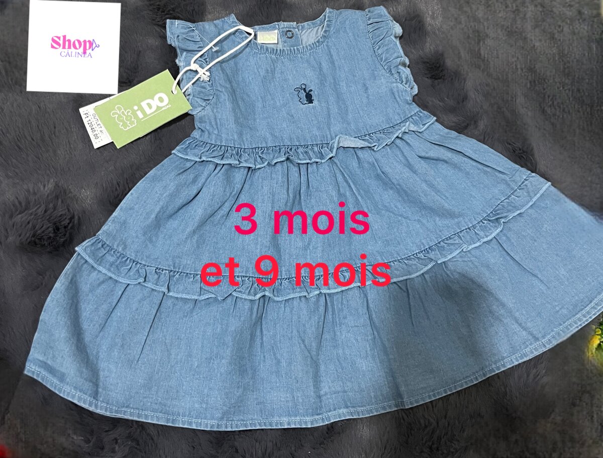 Robe en jean bébé 3 et 9 mois