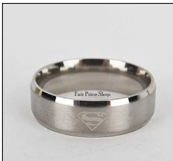 Superman Logo Band Ring Men Titanium