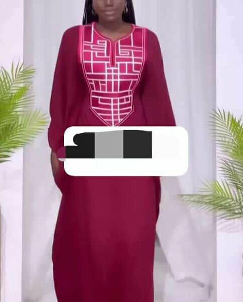Robe boubou bordeaux brodé