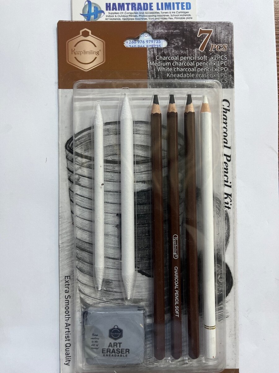 Charcoal pencils , kneadable eraser, paper stumps