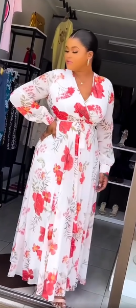 Women's Long Dress with Floral Print