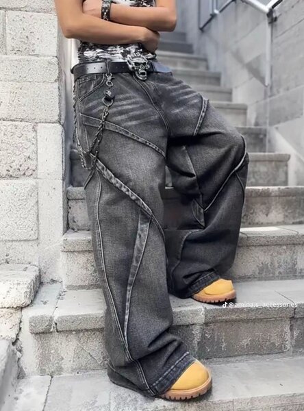 Jean large à chaînes