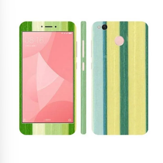 Xiaomi Redmi 4X Green Stripped Wooden Texture Mobile Skin