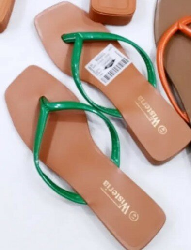 Sandals brown with green