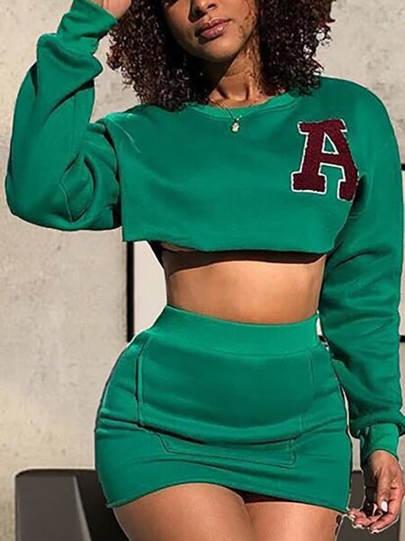 Skirt and hoodie crop top