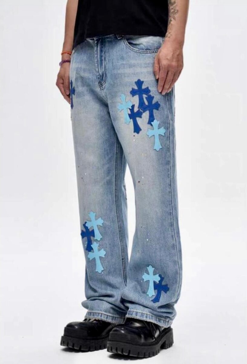 Jeans baggy avec croix