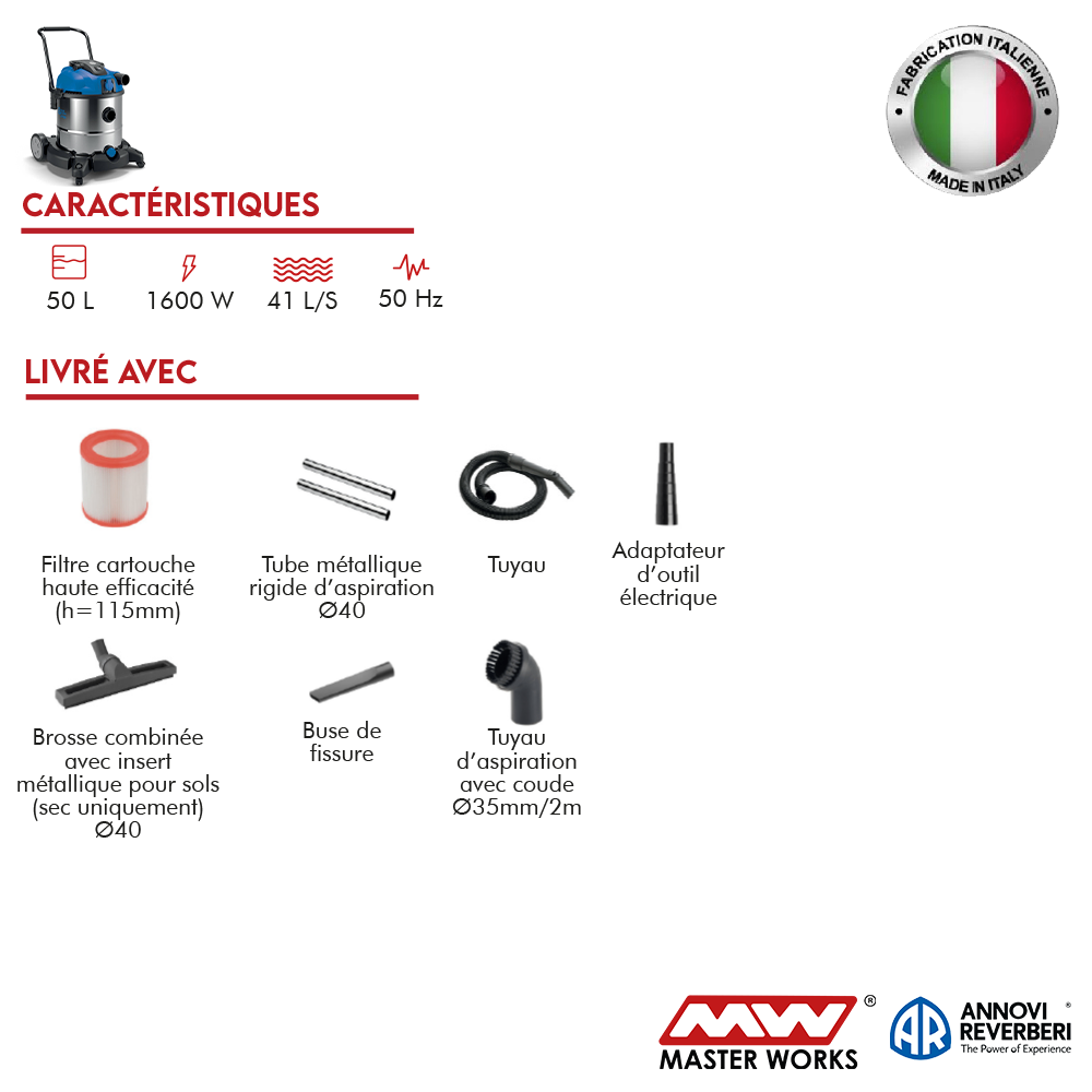 Aspirateur et souffleur 50L