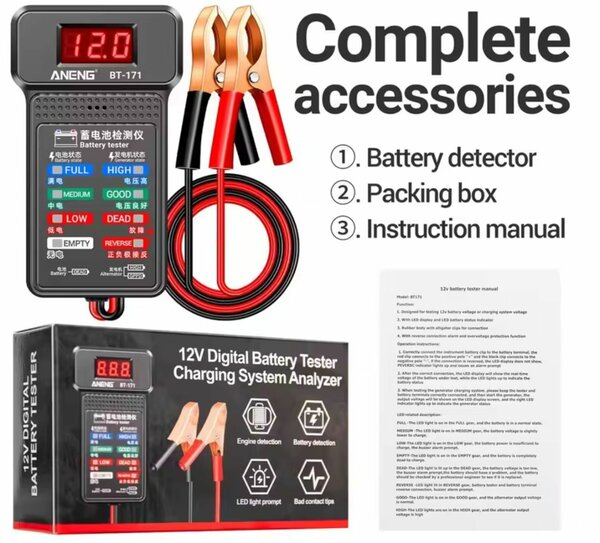 BT-171 12V Multifonctionnel Batterie Testeurs Auto