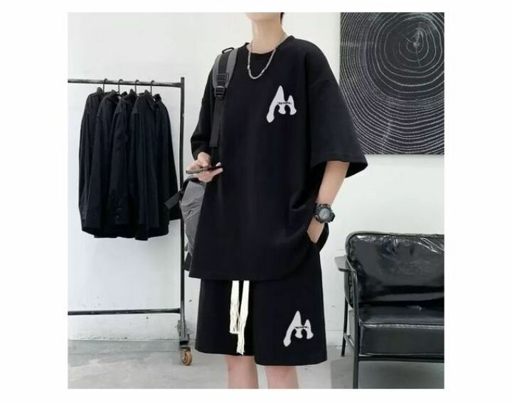 Ensemble casual noir unisexe