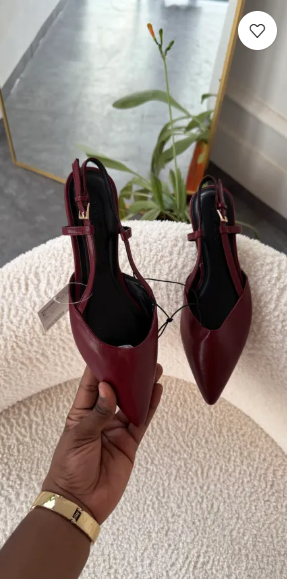 Mia Burgundy Slingback Flat Shoes