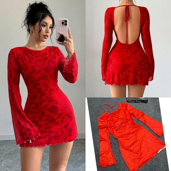 Robe sexy en velours rouge