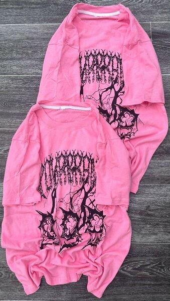 T-shirt rose à motif unique