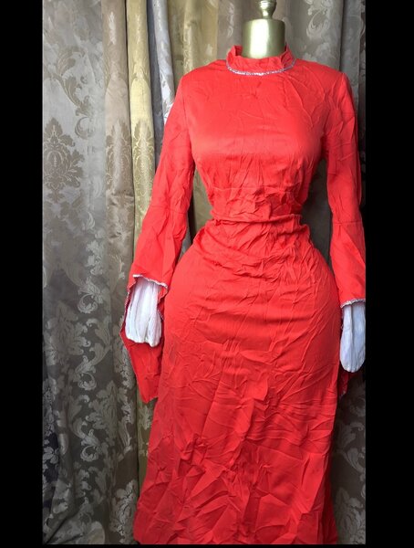 Robe Longue Évasée Rouge