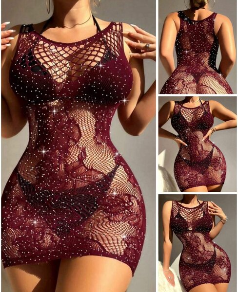 Robe filet à strass élégante