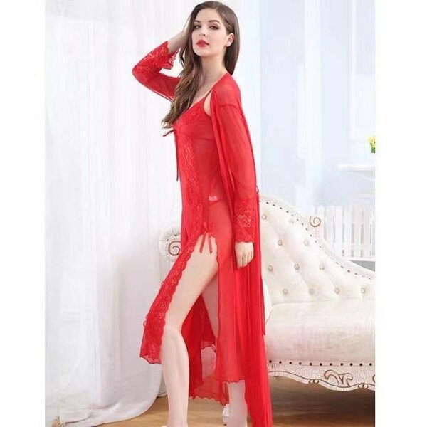 Nuisette élégante en dentelle rouge