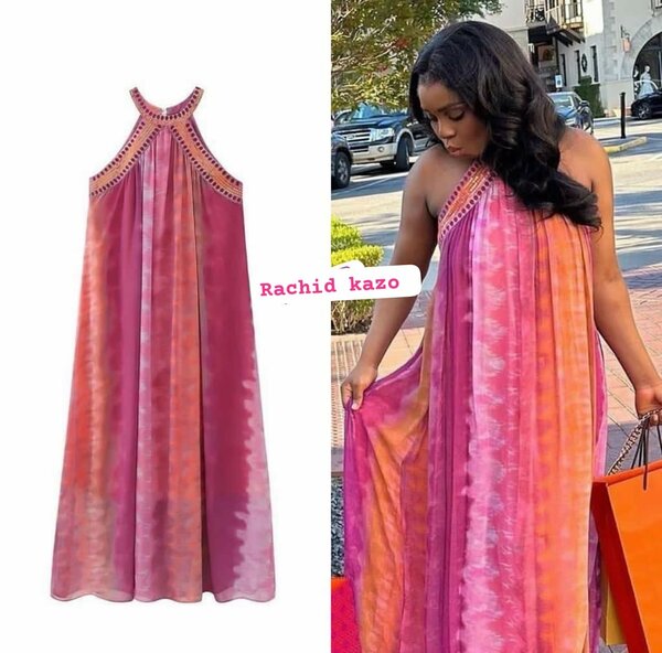 Robe maxi en tie-dye