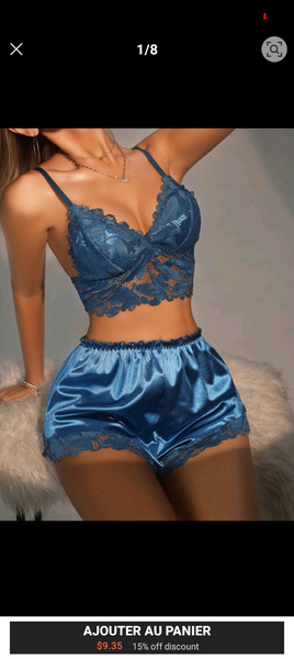 Ensemble lingerie satin dentelle