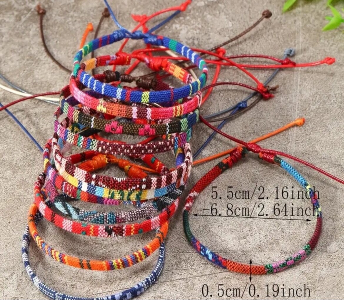 Bracelets bohèmes en corde colorée