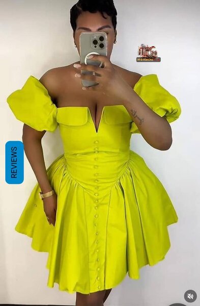 Robe Épaules Dénudées Jaune