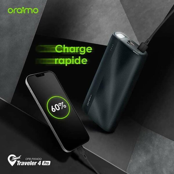 Oraimo power bank 20000mAh traveler 4 - très grande capacité