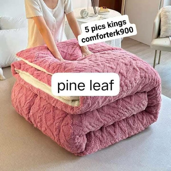 Bed linen set comforter 5 pcs Pine Leaf  pink