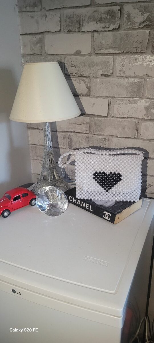 Black and white beaded bag