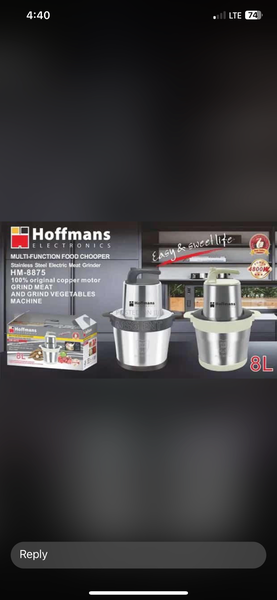 Hoffmans meat Grinder /Fufu Blender 8L capacity