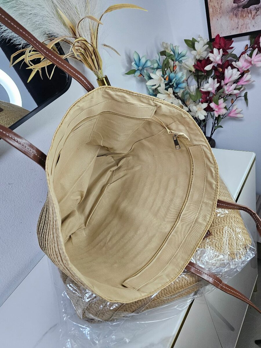 Sac de Plage en Paille Chic