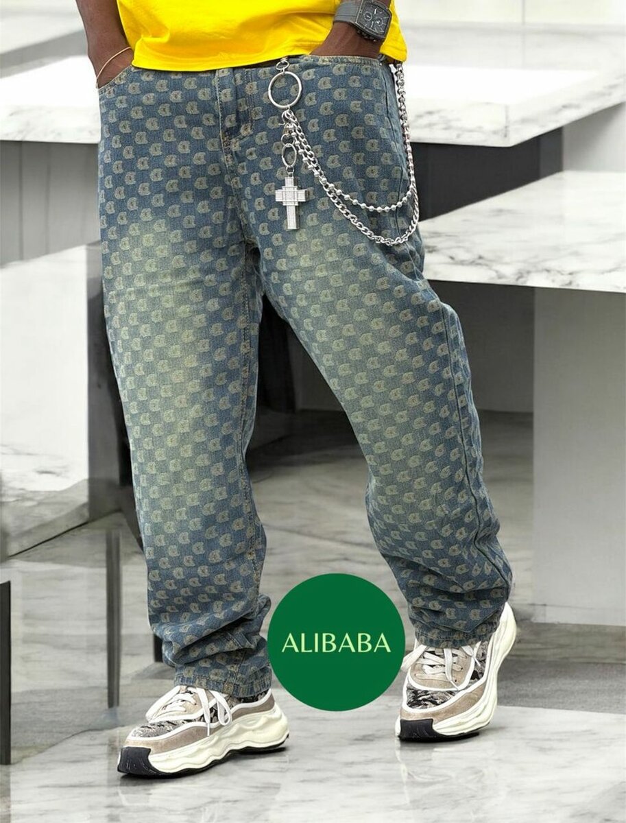 Jeans boyfriend imprimé hommes