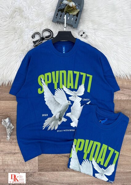 T-shirt bleu avec imprimé colombe