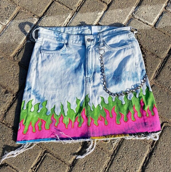 Customized jeans skirt