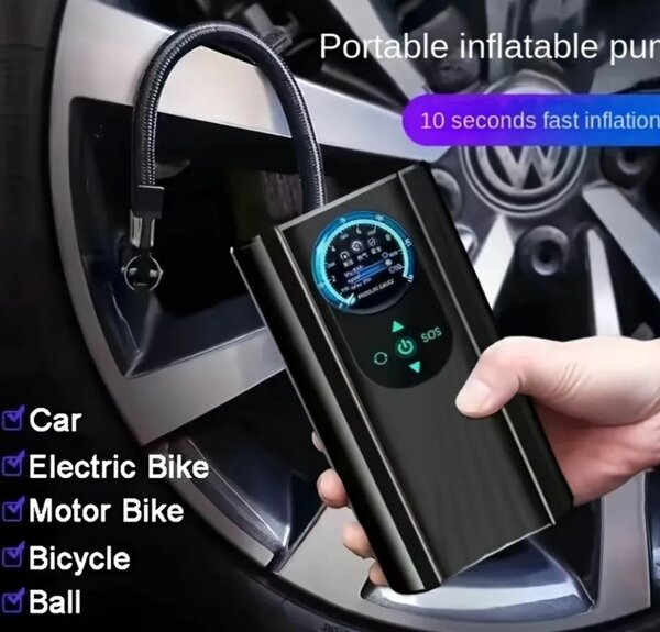 Turbo Inflator 12V Air Compressor with Pressure gauge