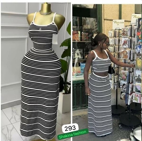 Robe longue rayée élégante