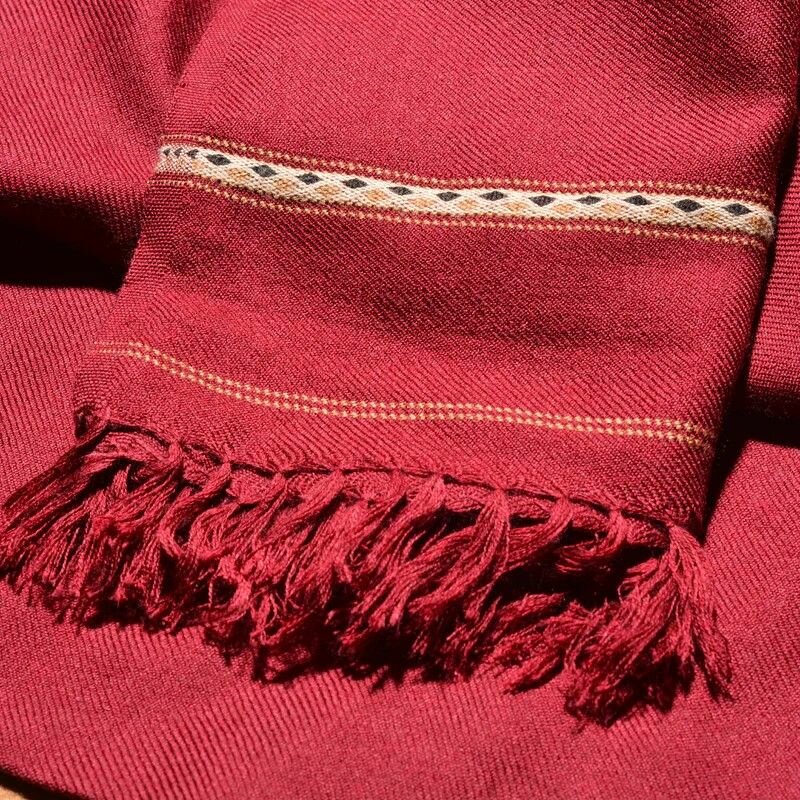 Hunza Mountain Woollen Shawl - Red