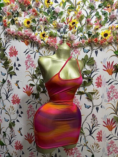 Robe moulante multicolore