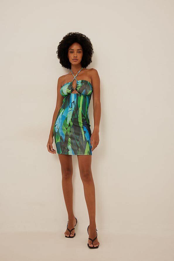 Blue Green Keyhole Dress